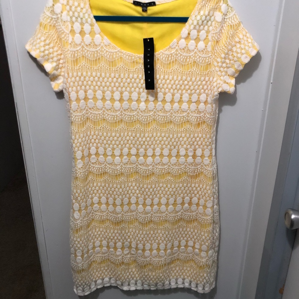 Tiana B. Yellow Crochet Dress, Size L